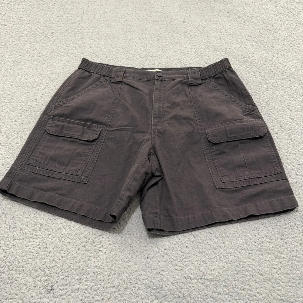 Savane Cargo Shorts Mens Size 38 Dark Gray Cotton Elastic Waist Utility